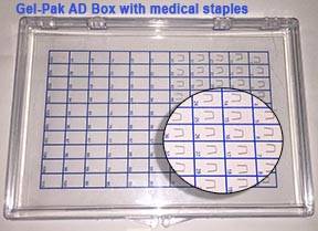 Gel-Pak AD Box with medical staples | Gel-Pak® | Gel-Pak increases throughput in automated inspection