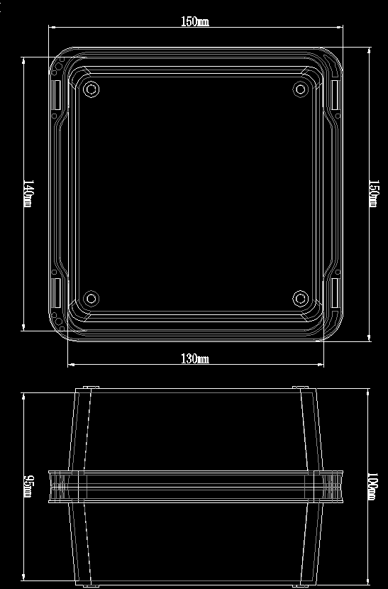 MB-150T-100 Technical Drawing | Gel-Pak Membrane Boxes (MB) | Gel-Pak®